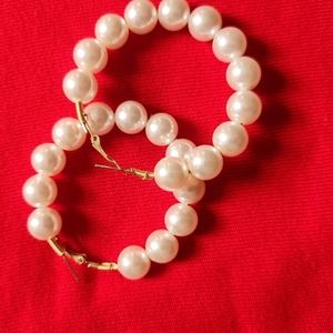 Pearl hoop earrings pageant